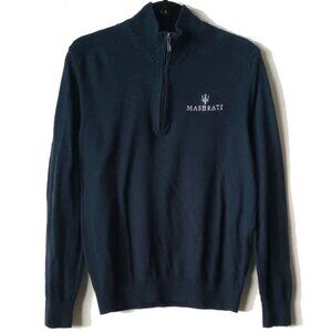 Port Authority Maserati Textured Half Zip Funnel Neck Sweater S Navy White